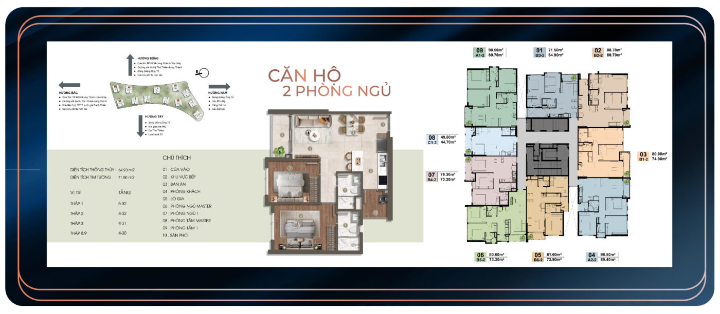 Layut căn 2pn tại the prive