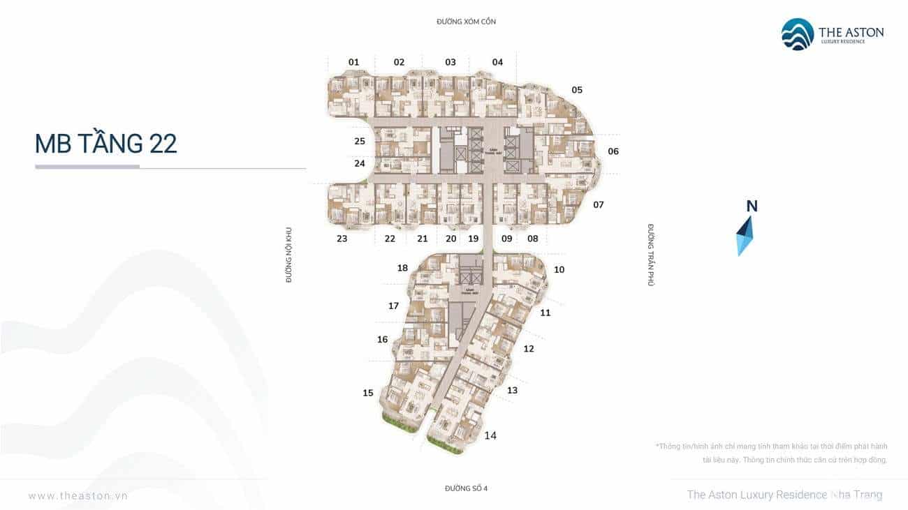 Mặt bằng tầng 22 Block Sol The Welltone Nha Trang