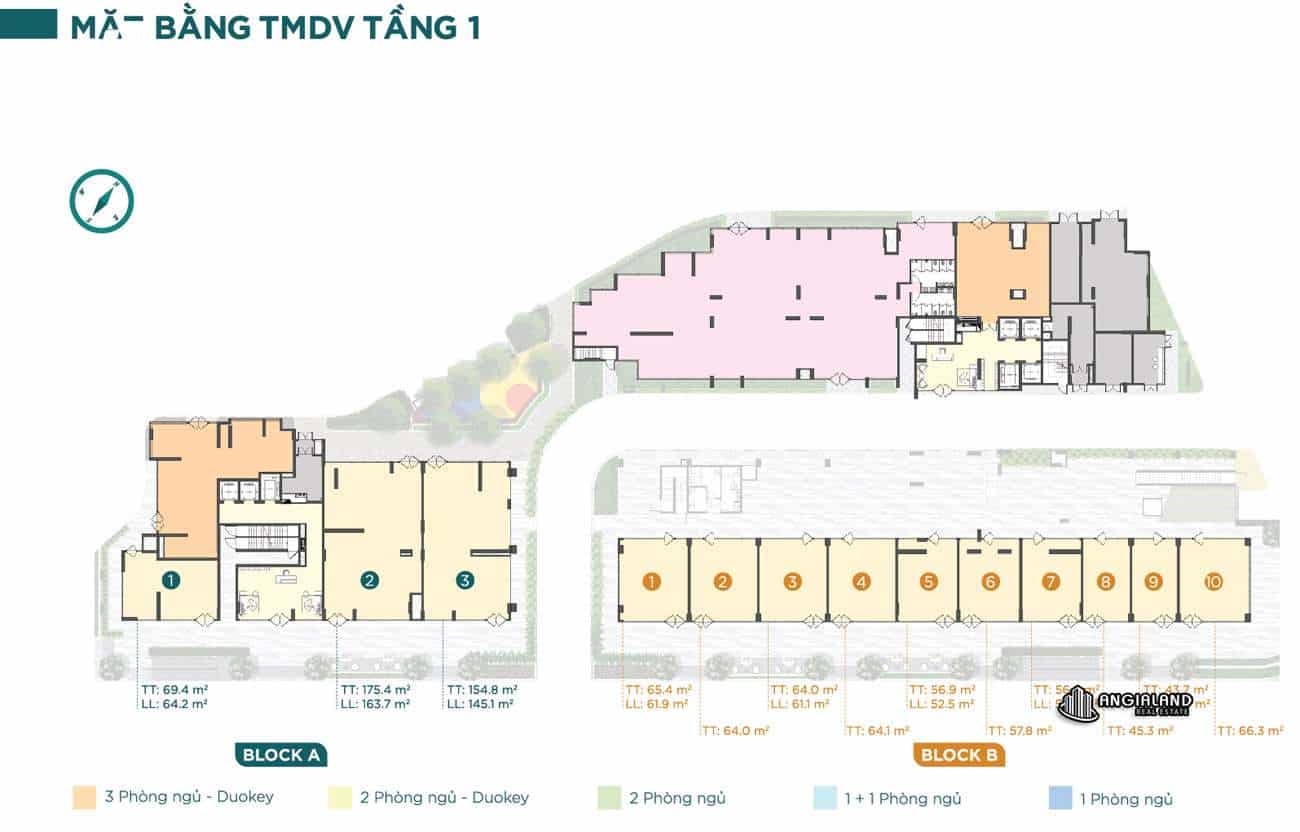 Mặt bằng tầng 01 căn hộ chung cư Dlusso Quận 2
