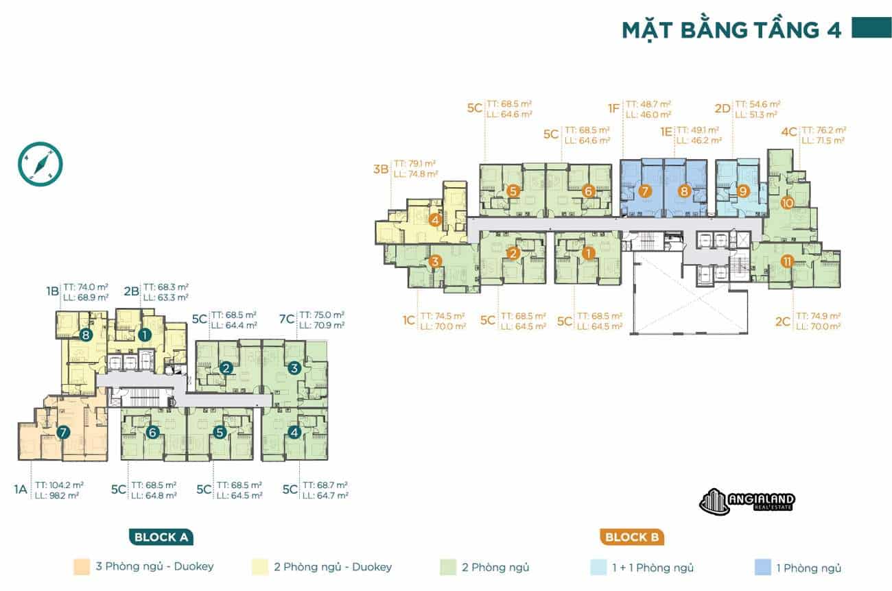 Mặt bằng tầng 04 căn hộ chung cư Dlusso Quận 2