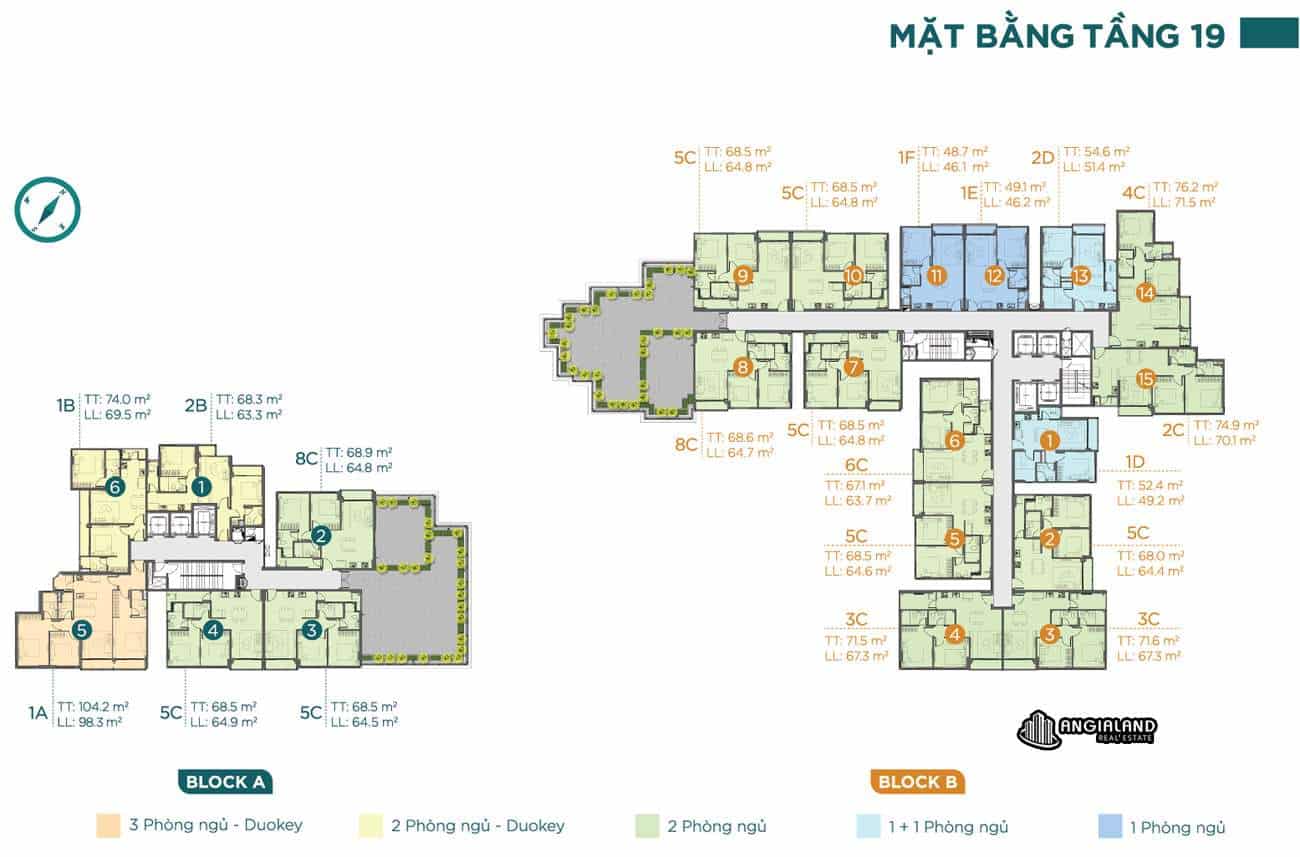 Mặt bằng tầng 19 căn hộ chung cư Dlusso Quận 2