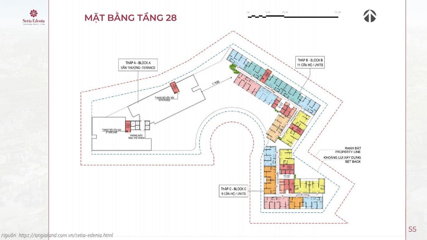 Mặt bằng tầng 28 dự án Setia Edenia Lái Thiêu (Sân thượng Block A, 11 căn Block B, 9 căn Block C) Mặt bằng tầng 28 dự án Setia Edenia Lái Thiêu (Sân thượng Block A, 11 căn Block B, 9 căn Block C)