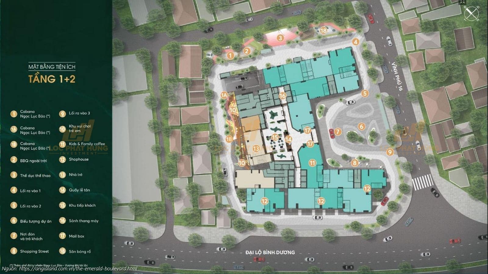 Mặt bằng tiện ích dự án căn hộ chung cư The Emerald Boulevard