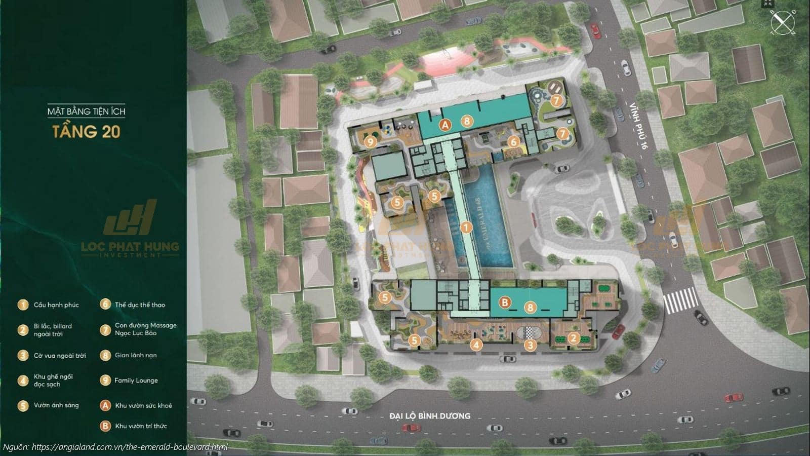 Mặt bằng tiện ích dự án căn hộ chung cư The Emerald Boulevard