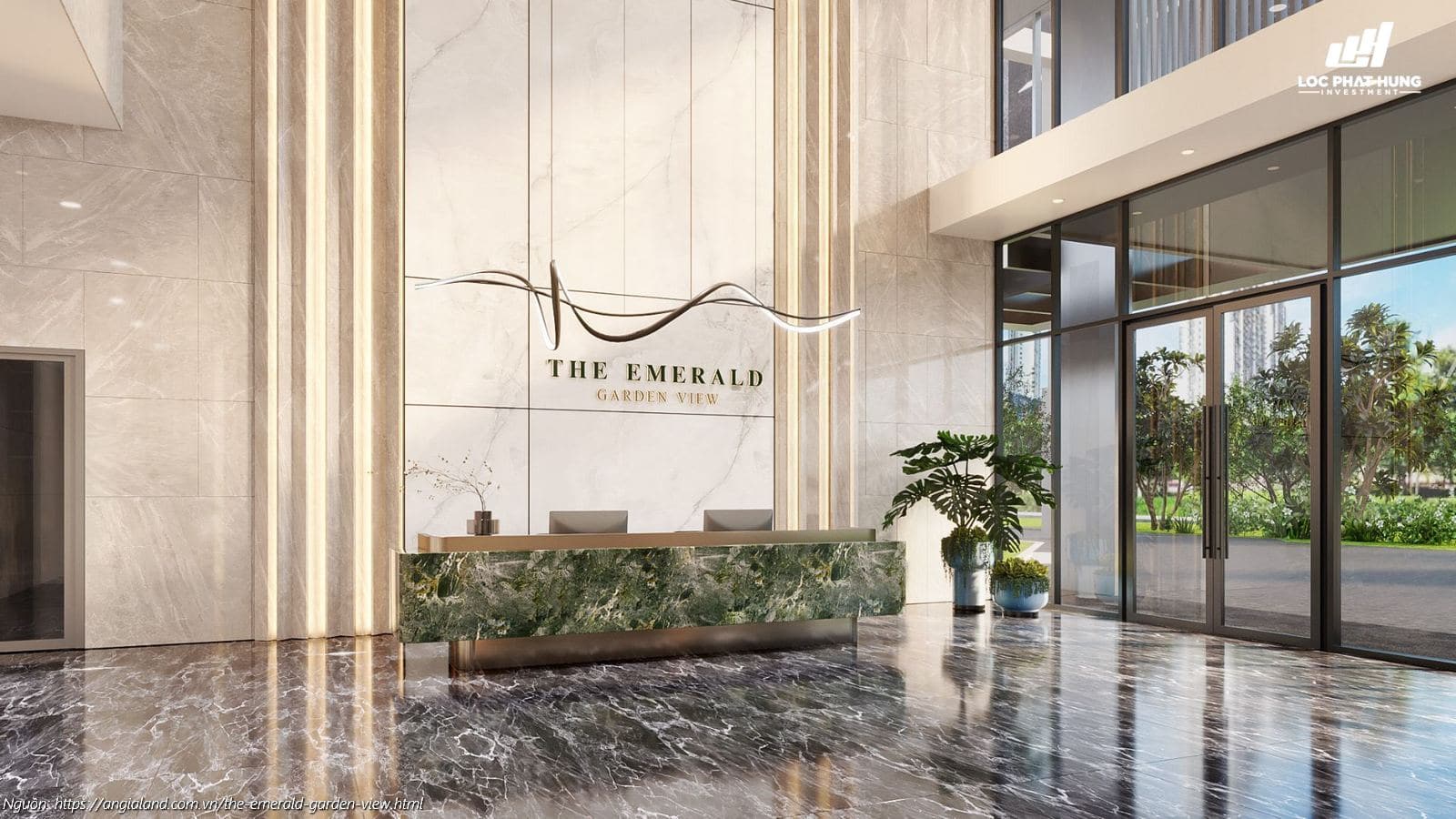 Phối cảnh sảnh lễ tân dự án căn hộ chung cư The Emerald Garden View
