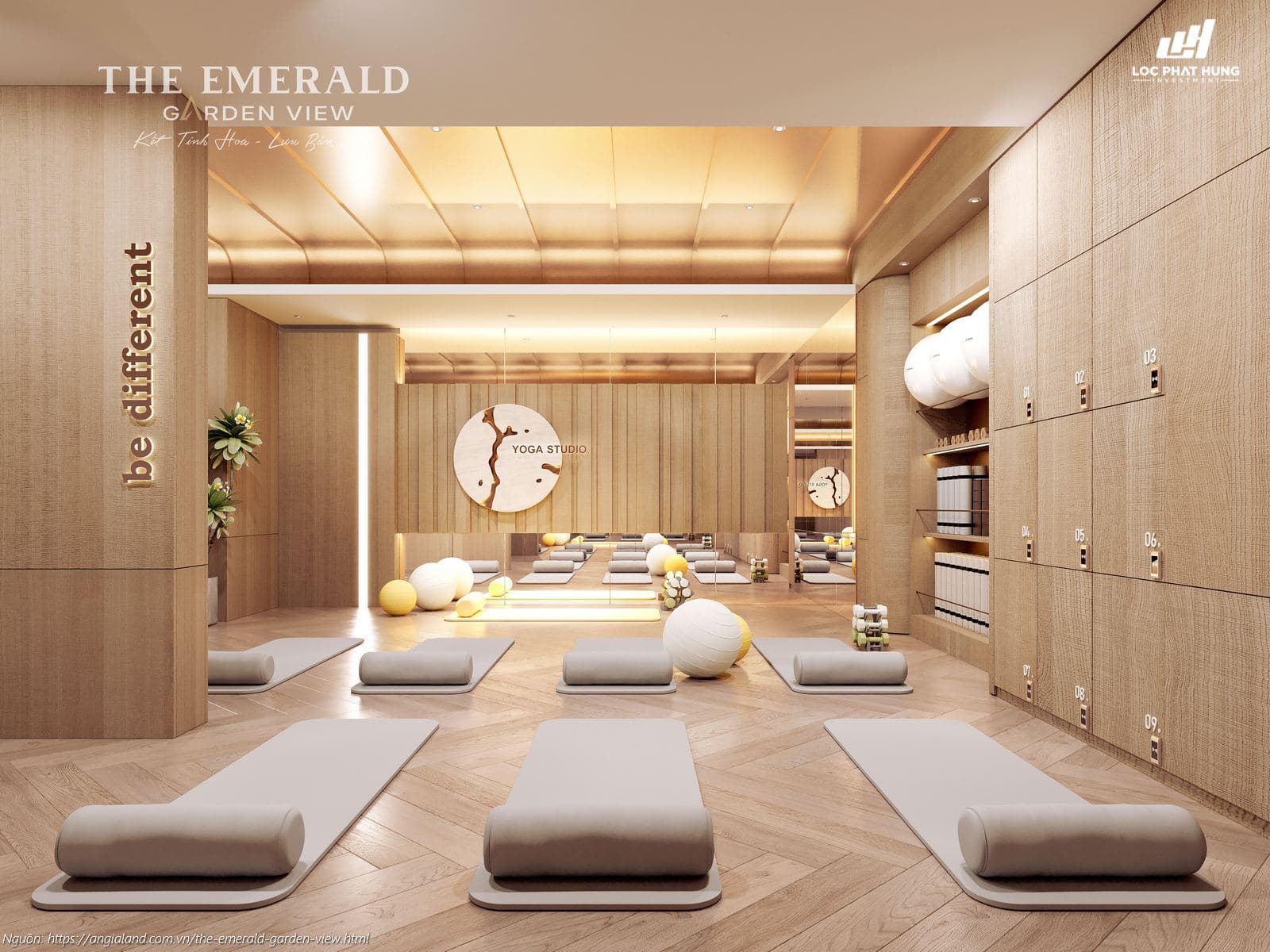 Phối cảnh tiện ích phòng Yoga Studio tầng 4 The Emerald Garden View