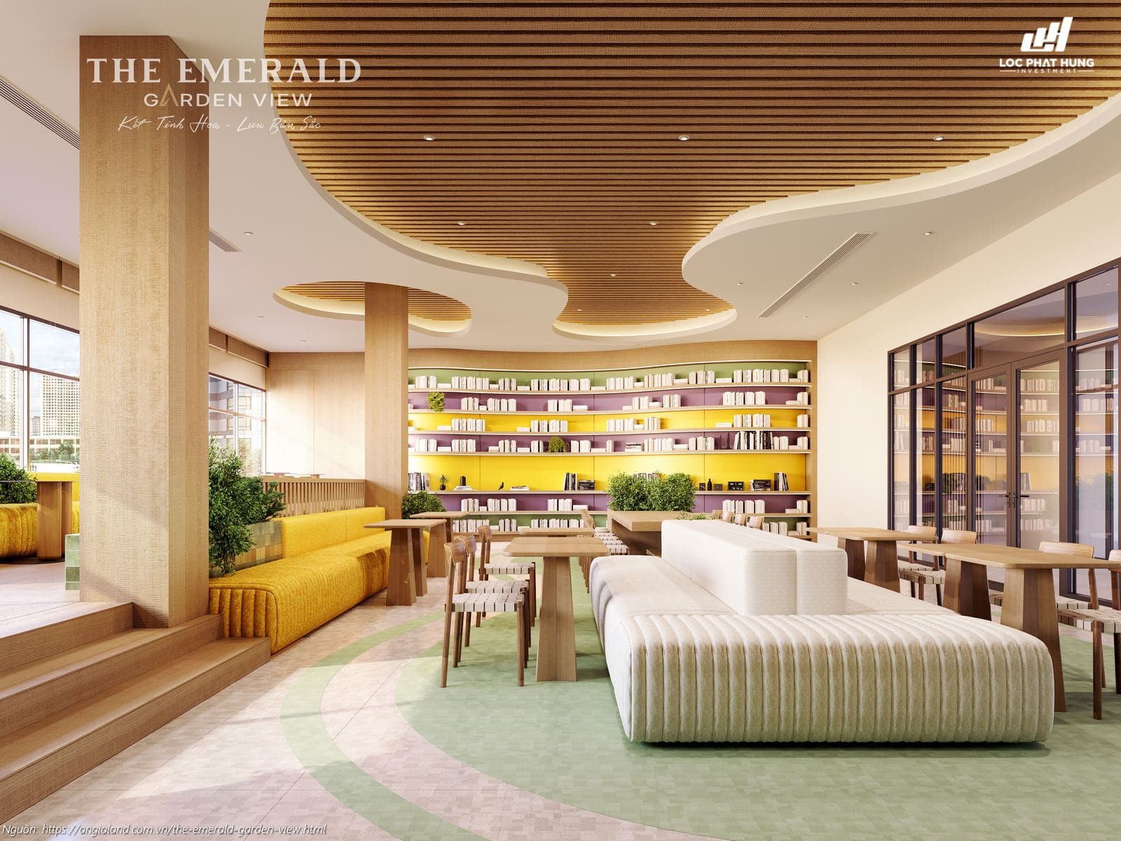 Phối cảnh tiện ích thư viện, phòng đọc sách tầng 2 The Emerald Garden View