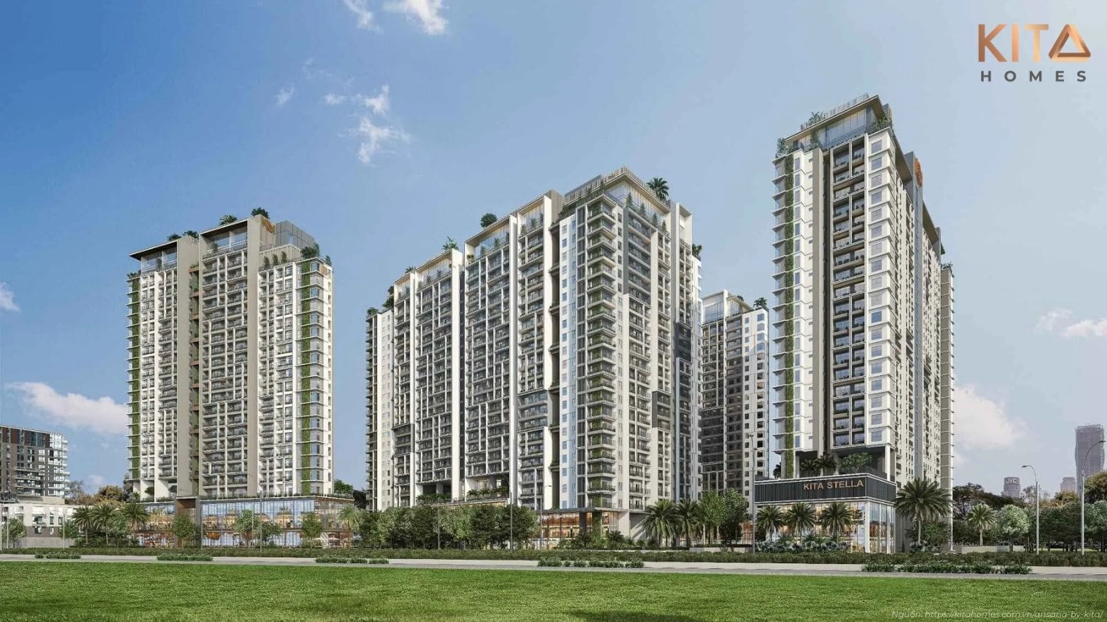 Vẻ đẹp kiến trúc hiện đại qua phối cảnh tổng thể dự án Ansana by Kita ngay mặt tiền Võ Văn Kiệt