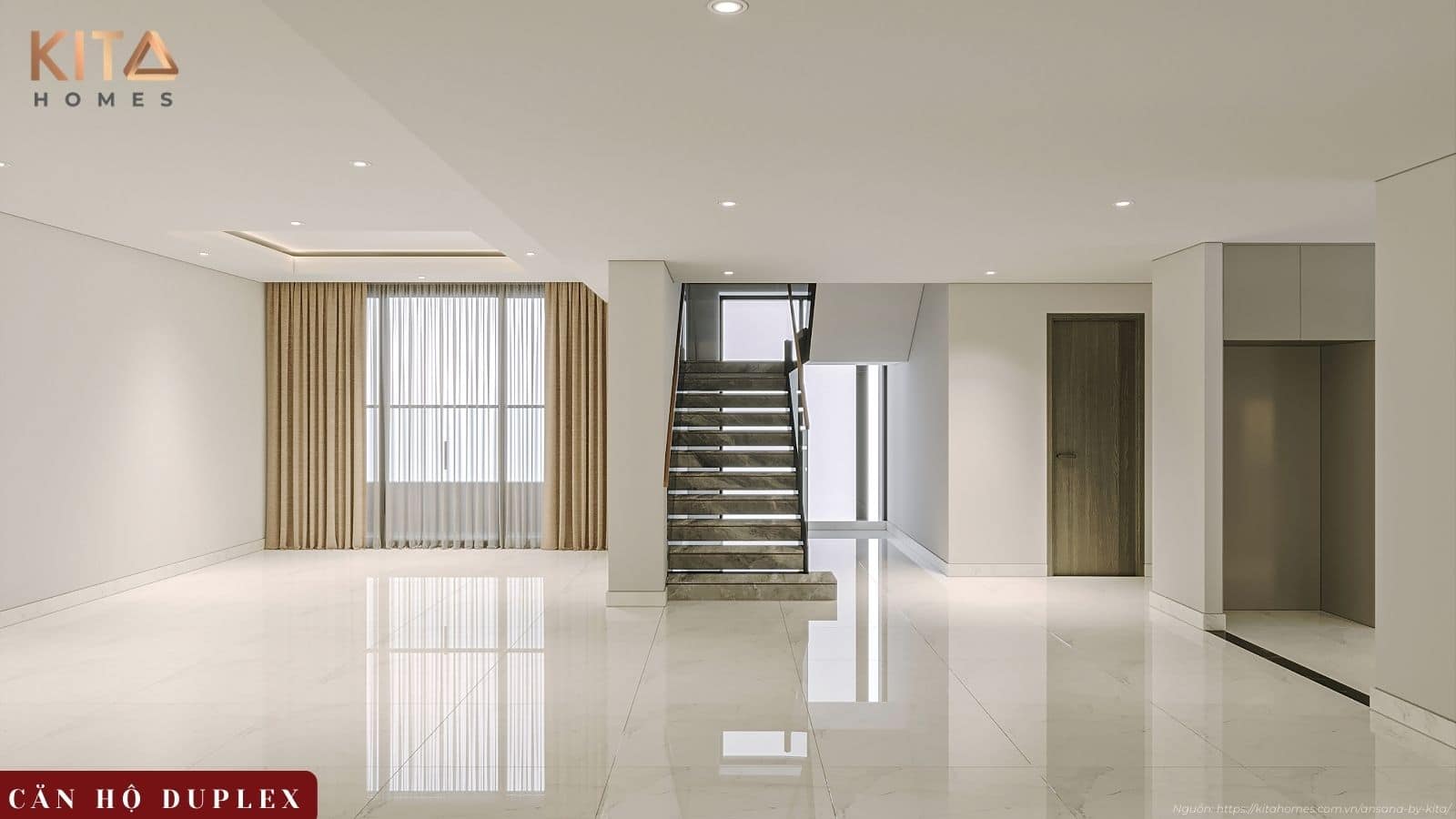 Vẻ đẹp sang trọng và đẳng cấp của căn hộ thông tầng Duplex tại nhà mẫu Ansana by Kita