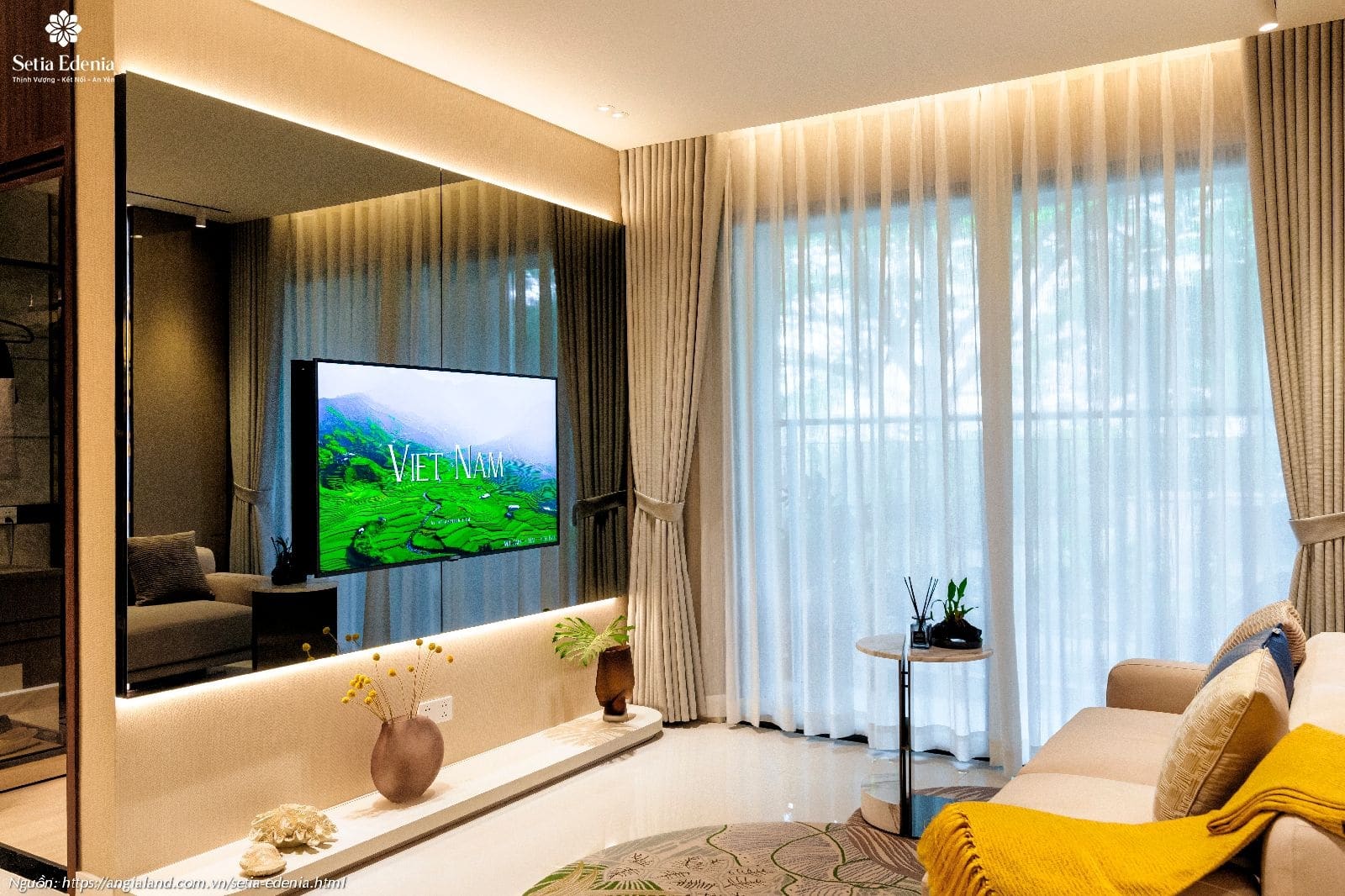 Thiết kế phòng khách nhà mẫu căn hộ Setia Edenia loại 1PN (diện tích 50m²) Thiết kế phòng khách nhà mẫu căn hộ Setia Edenia loại 1PN (diện tích 50m²)