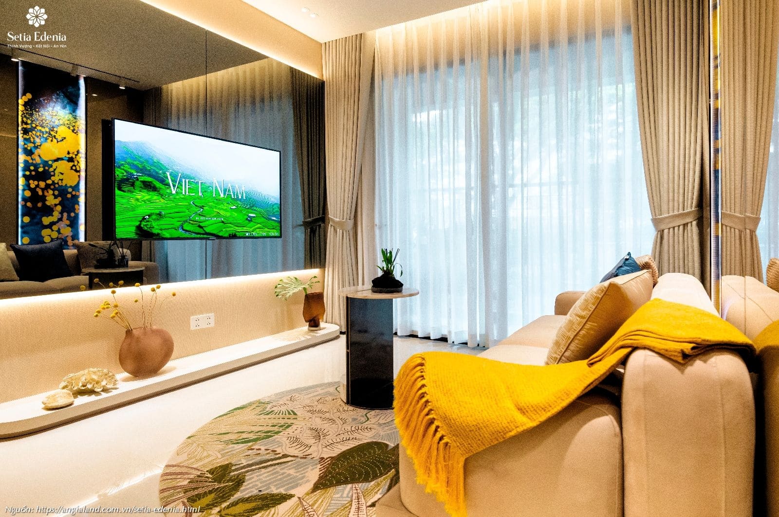Thiết kế phòng khách nhà mẫu căn hộ Setia Edenia loại 1PN (diện tích 50m²) Thiết kế phòng khách nhà mẫu căn hộ Setia Edenia loại 1PN (diện tích 50m²)