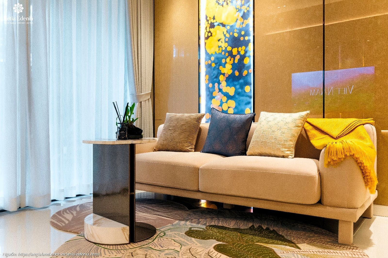 Thiết kế phòng khách nhà mẫu căn hộ Setia Edenia loại 1PN (diện tích 50m²) Thiết kế phòng khách nhà mẫu căn hộ Setia Edenia loại 1PN (diện tích 50m²)