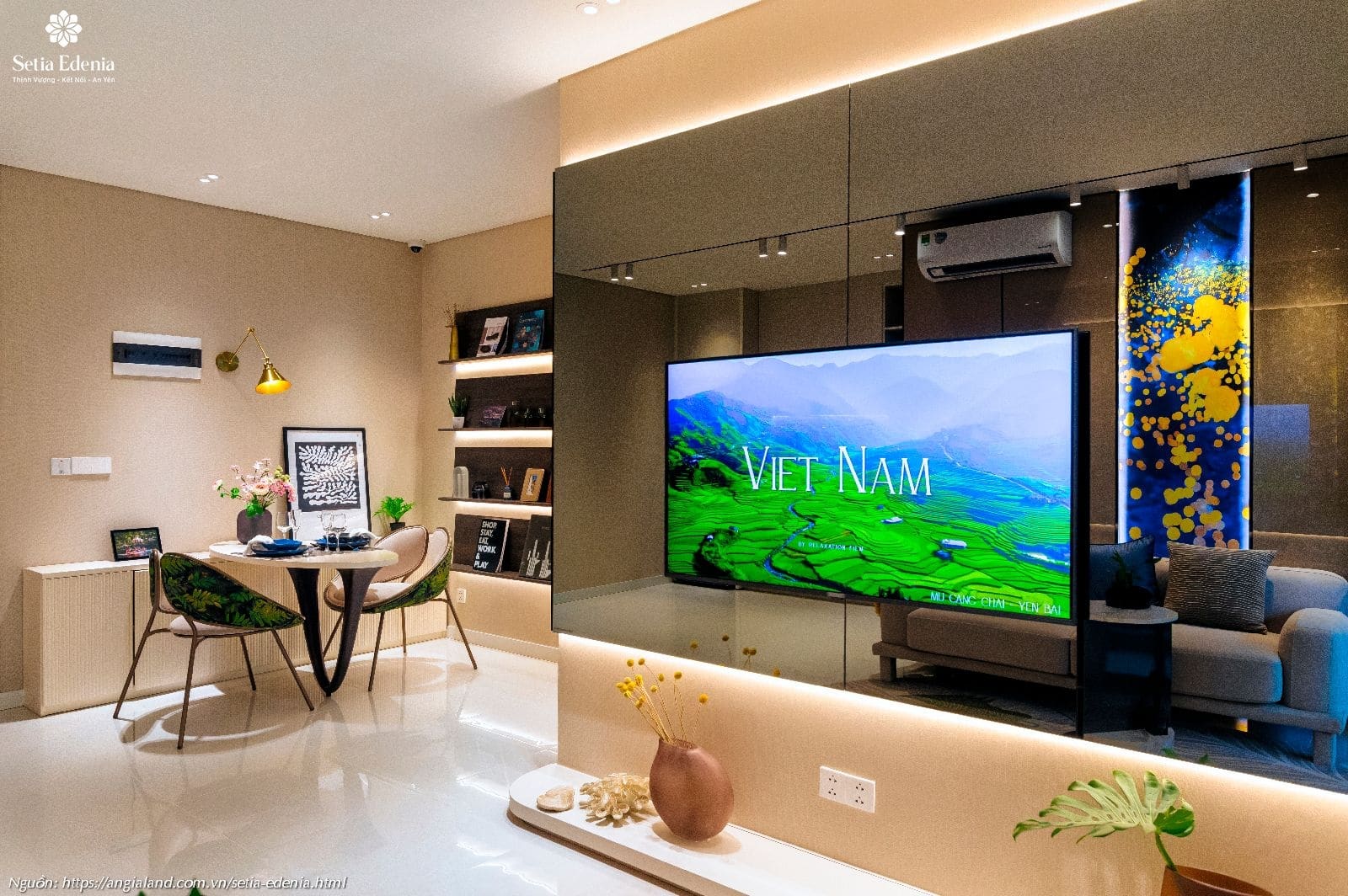 Thiết kế phòng khách nhà mẫu căn hộ Setia Edenia loại 1PN (diện tích 50m²) Thiết kế phòng khách nhà mẫu căn hộ Setia Edenia loại 1PN (diện tích 50m²)