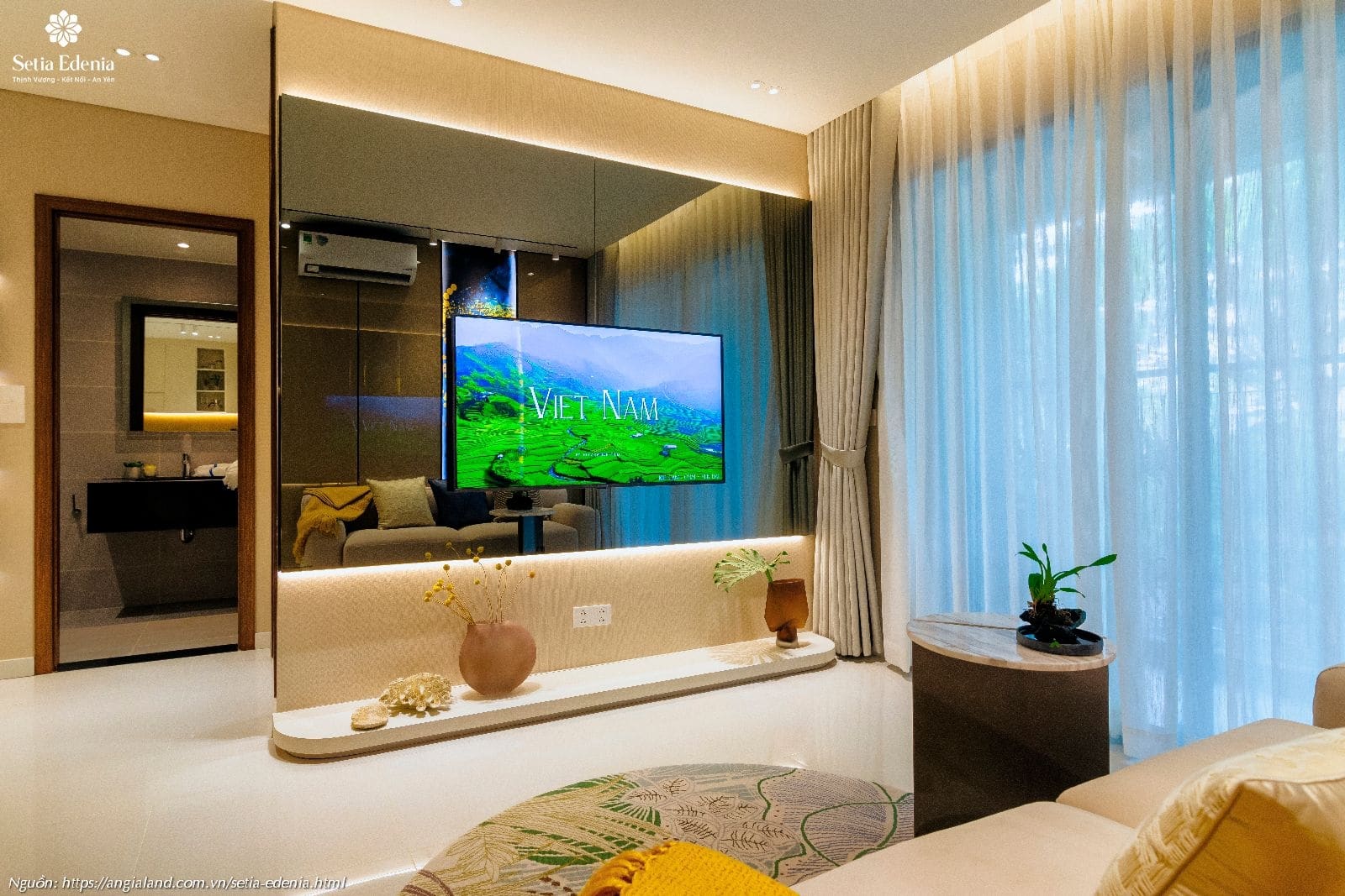 Thiết kế phòng khách nhà mẫu căn hộ Setia Edenia loại 1PN (diện tích 50m²) Thiết kế phòng khách nhà mẫu căn hộ Setia Edenia loại 1PN (diện tích 50m²)