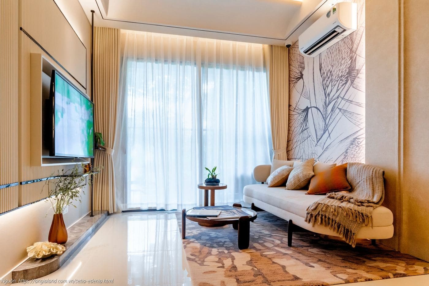 Thiết kế phòng khách nhà mẫu căn hộ Setia Edenia 2PN 2WC (diện tích 73m²) sang trọng Thiết kế phòng khách nhà mẫu căn hộ Setia Edenia 2PN 2WC (diện tích 73m²) sang trọng