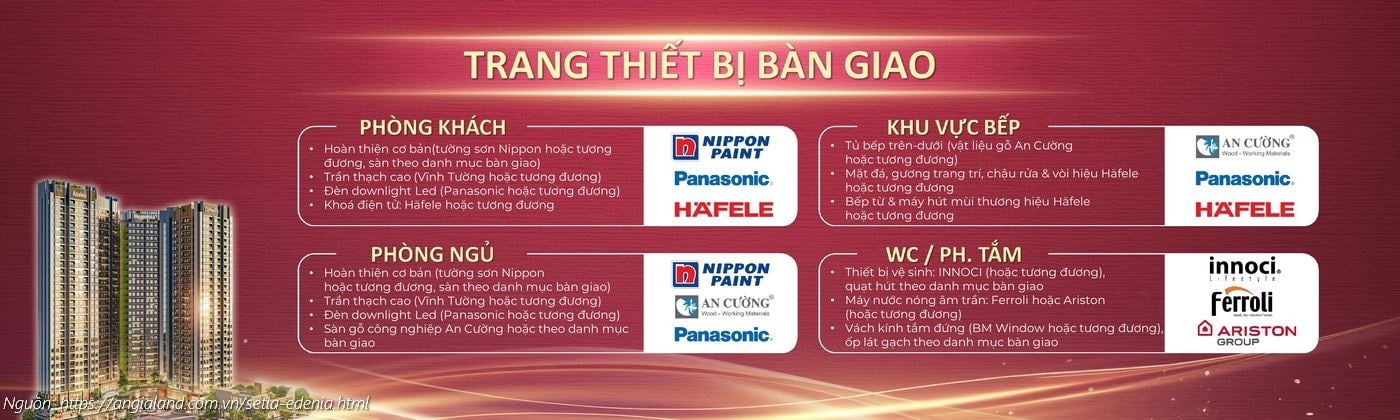 Trang Thiet Bi Ban Giao Can Ho Chung Cu Setia Edenia Lai Thieu Trang thiết bị bàn giao căn hộ chung cư Setia Edenia (Nippon, Panasonic, Häfele, An Cường, INNOCI)