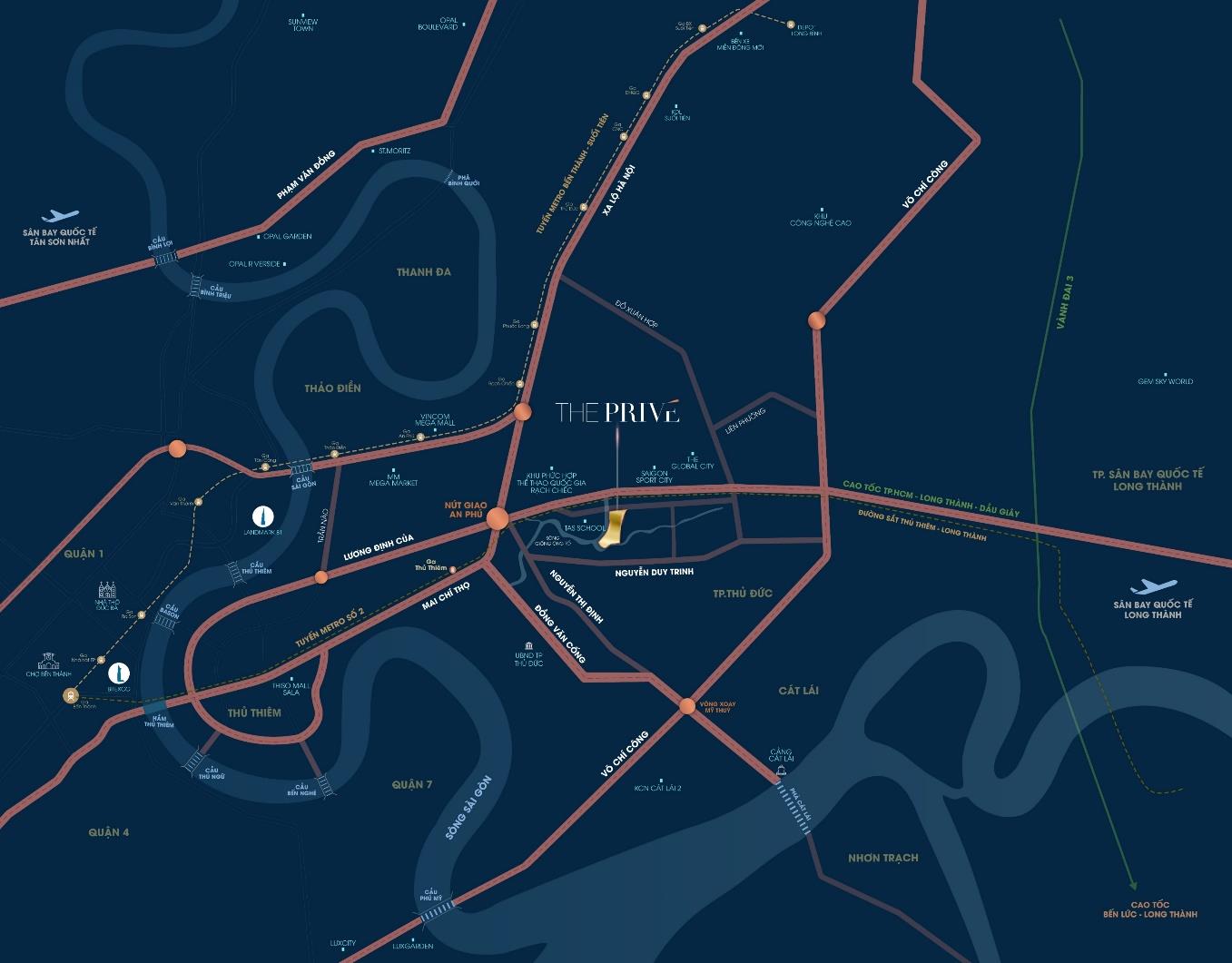 Vị trí dự án the prive đất xanh