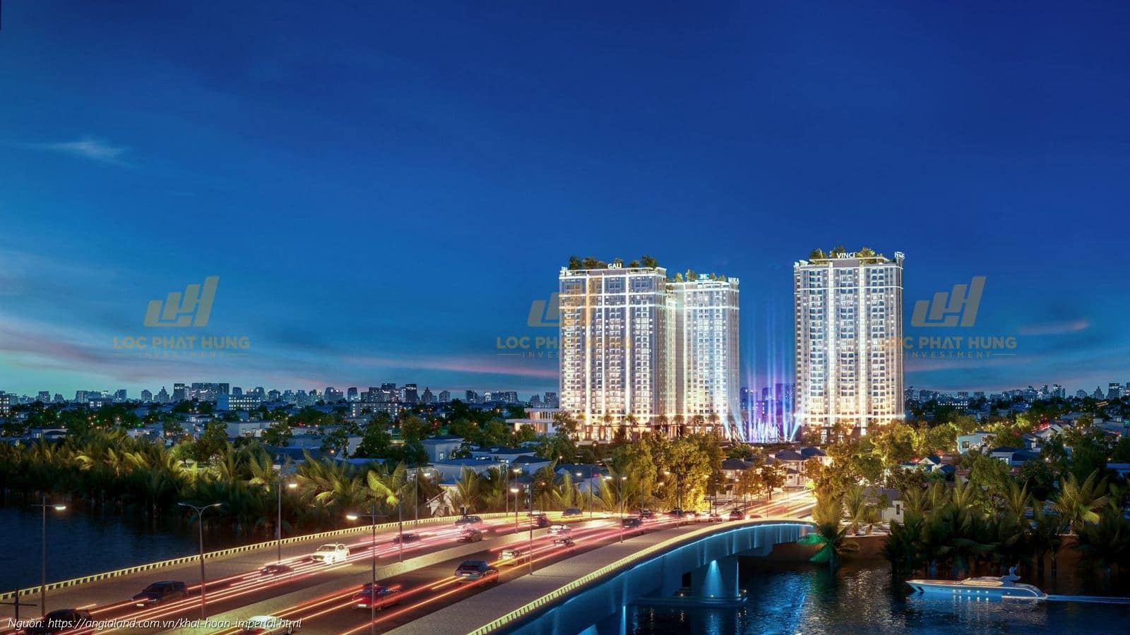 Phối cảnh tổng thể ban đêm căn hộ chung cư Khải Hoàn Imperial