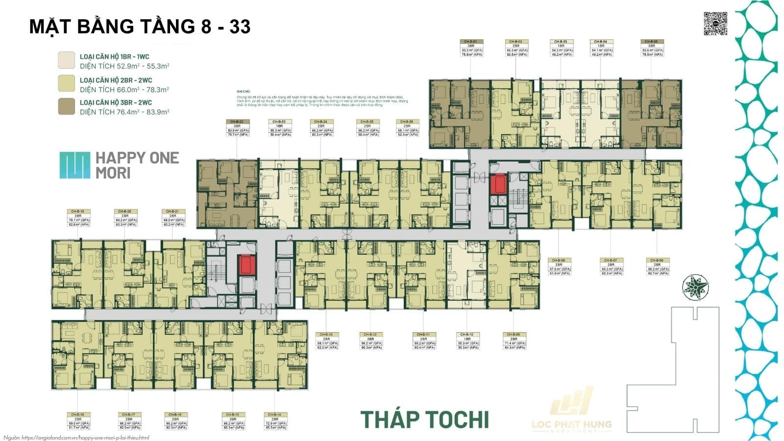 Mặt Bằng Tầng điển Hình 8-33 Dự án Căn Hộ Happy One Mori